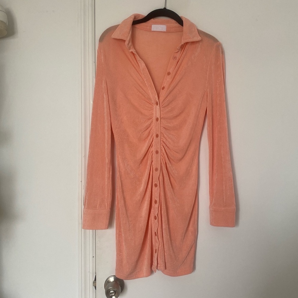isalis peach rouched dress